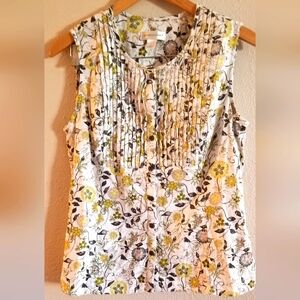 Christopher Banks womens floral print linen blend sleeveless top blouse …